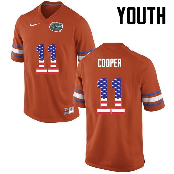 Youth NCAA Florida Gators Riley Cooper #11 Stitched Authentic USA Flag Fashion Nike Orange College Football Jersey EHN8465HN